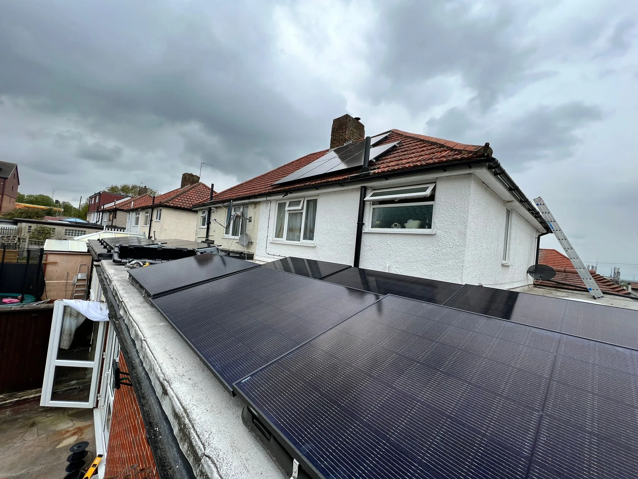 Residential solar panels on rooftops, representing Canterbury